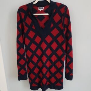 Mud Pie Red and Navy V-Neck Sweater